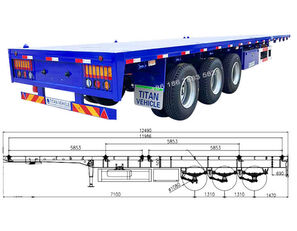 ny 3 Axle 60ton Container Flat Bed Trailer Price for Sale in Jamaic flak semitrailer