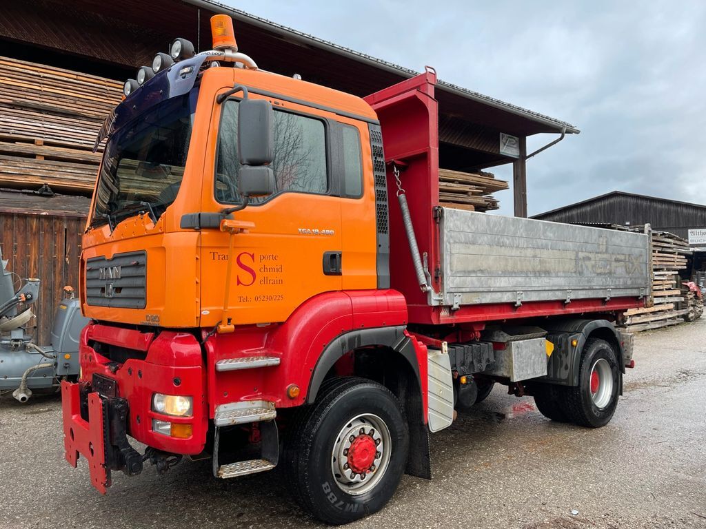 MAN TGA 18.480 3 way tipper + snowplow 4x4 tippbil